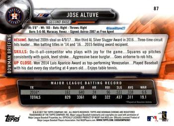 2017 Bowman Chrome #87 Jose Altuve Back