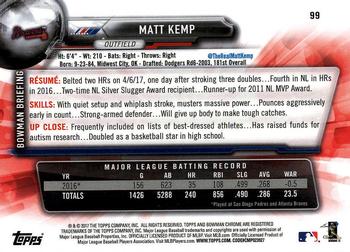 2017 Bowman Chrome #99 Matt Kemp Back