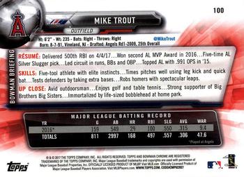 2017 Bowman Chrome #100 Mike Trout Back
