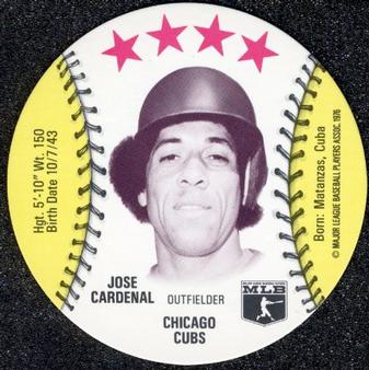 1976 MSA Blank Back Discs #NNO Jose Cardenal Front