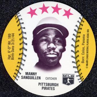 1976 MSA Blank Back Discs #NNO Manny Sanguillen Front