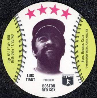 1976 MSA Blank Back Discs #NNO Luis Tiant Front