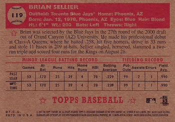 2001 Topps Heritage #119 Brian Sellier Back