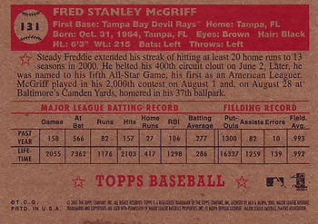 2001 Topps Heritage #131 Fred McGriff Back
