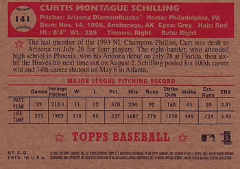 2001 Topps Heritage #141 Curt Schilling Back