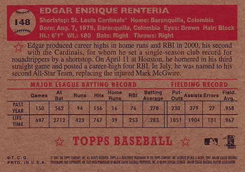 2001 Topps Heritage #148 Edgar Renteria Back