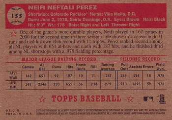 2001 Topps Heritage #155 Neifi Perez Back