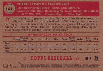 2001 Topps Heritage #156 Pete Harnisch Back