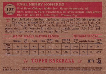 2001 Topps Heritage #157 Paul Konerko Back