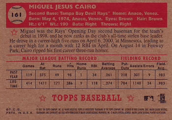 2001 Topps Heritage #161 Miguel Cairo Back