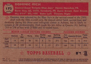 2001 Topps Heritage #172 Dominic Rich Back