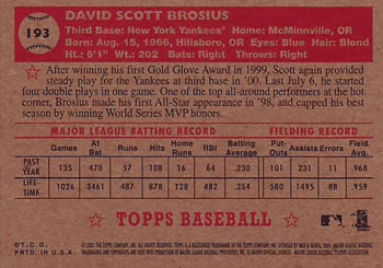 2001 Topps Heritage #193 Scott Brosius Back