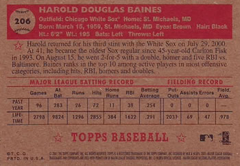 2001 Topps Heritage #206 Harold Baines Back