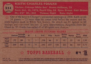 2001 Topps Heritage #223 Keith Foulke Back