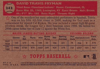 2001 Topps Heritage #242 Travis Fryman Back