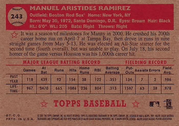2001 Topps Heritage #243 Manny Ramirez Back