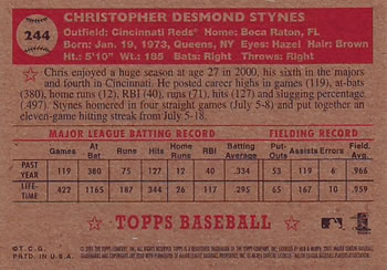 2001 Topps Heritage #244 Chris Stynes Back