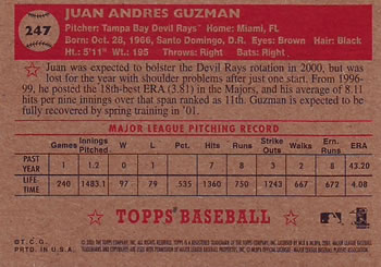 2001 Topps Heritage #247 Juan Guzman Back