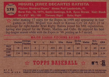2001 Topps Heritage #278 Miguel Batista Back