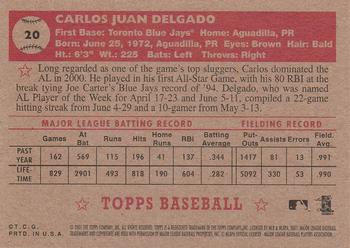 2001 Topps Heritage #20 Carlos Delgado Back