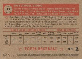 2001 Topps Heritage #22 Jose Vidro Back