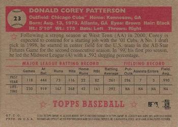 2001 Topps Heritage #23 Corey Patterson Back