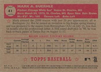 2001 Topps Heritage #41 Mark Buehrle Back