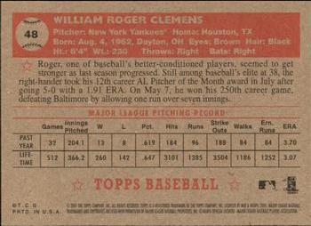 2001 Topps Heritage #48 Roger Clemens Back