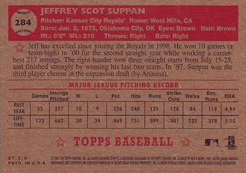 2001 Topps Heritage #284 Jeff Suppan Back