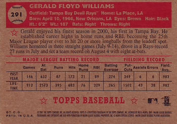 2001 Topps Heritage #291 Gerald Williams Back