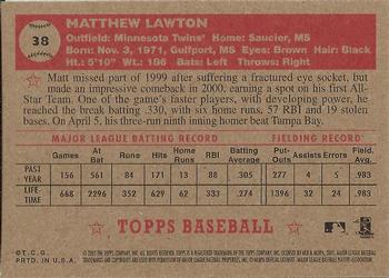 2001 Topps Heritage #38 Matt Lawton Back