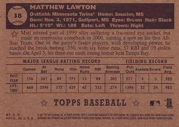 2001 Topps Heritage #38 Matt Lawton Back
