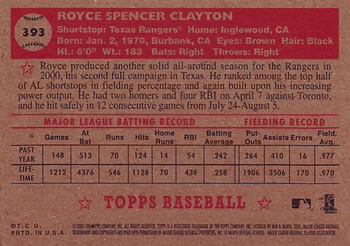 2001 Topps Heritage #393 Royce Clayton Back