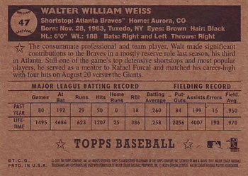 2001 Topps Heritage #47 Walt Weiss Back
