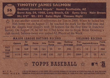 2001 Topps Heritage #56 Tim Salmon Back