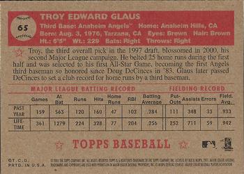 2001 Topps Heritage #65 Troy Glaus Back