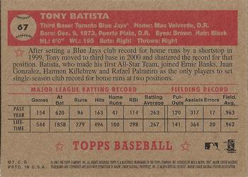 2001 Topps Heritage #67 Tony Batista Back