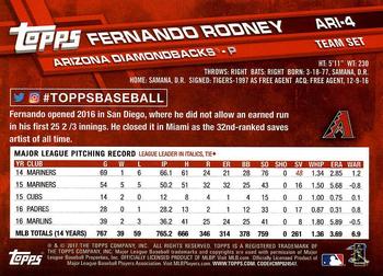 2017 Topps Arizona Diamondbacks #ARI-4 Fernando Rodney Back
