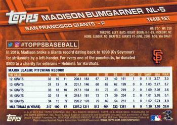 2017 Topps National League Standouts #NL-5 Madison Bumgarner Back