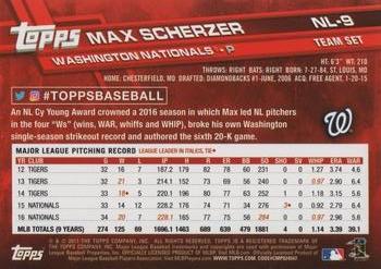 2017 Topps National League Standouts #NL-9 Max Scherzer Back