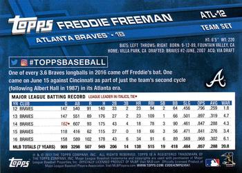 2017 Topps Atlanta Braves #ATL-12 Freddie Freeman Back