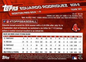 2017 Topps Boston Red Sox #BOS-2 Eduardo Rodriguez Back