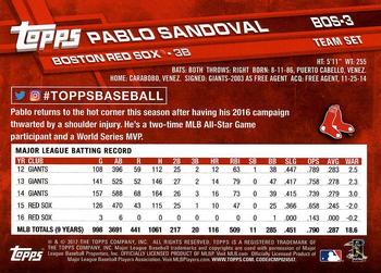 2017 Topps Boston Red Sox #BOS-3 Pablo Sandoval Back