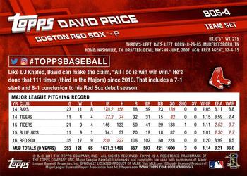 2017 Topps Boston Red Sox #BOS-4 David Price Back