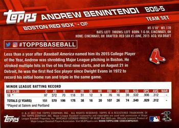2017 Topps Boston Red Sox #BOS-5 Andrew Benintendi Back