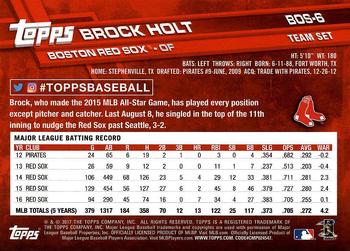2017 Topps Boston Red Sox #BOS-6 Brock Holt Back