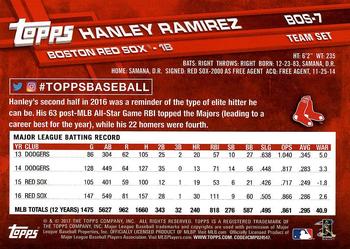 2017 Topps Boston Red Sox #BOS-7 Hanley Ramirez Back