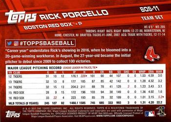 2017 Topps Boston Red Sox #BOS-11 Rick Porcello Back