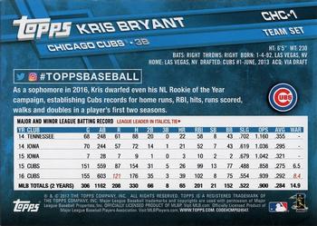 2017 Topps Chicago Cubs #CHC-1 Kris Bryant Back
