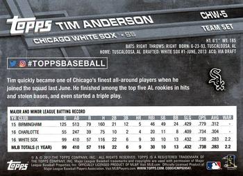 2017 Topps Chicago White Sox #CHW-5 Tim Anderson Back